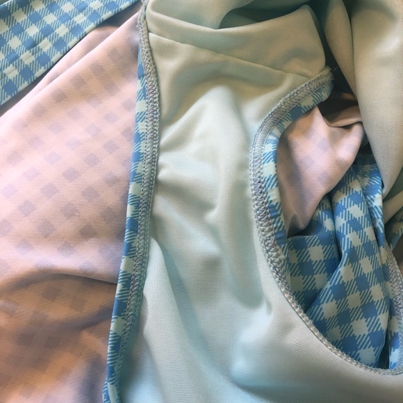 Lands’ End Blue Gingham One-Piece Swim Dress Sz 16 - Picture 5 of 7